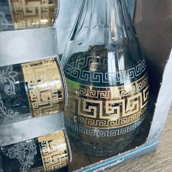 NWT Promsiz Decorated Glass Decanter & Shot Glasses Set - Picture 4 of 7